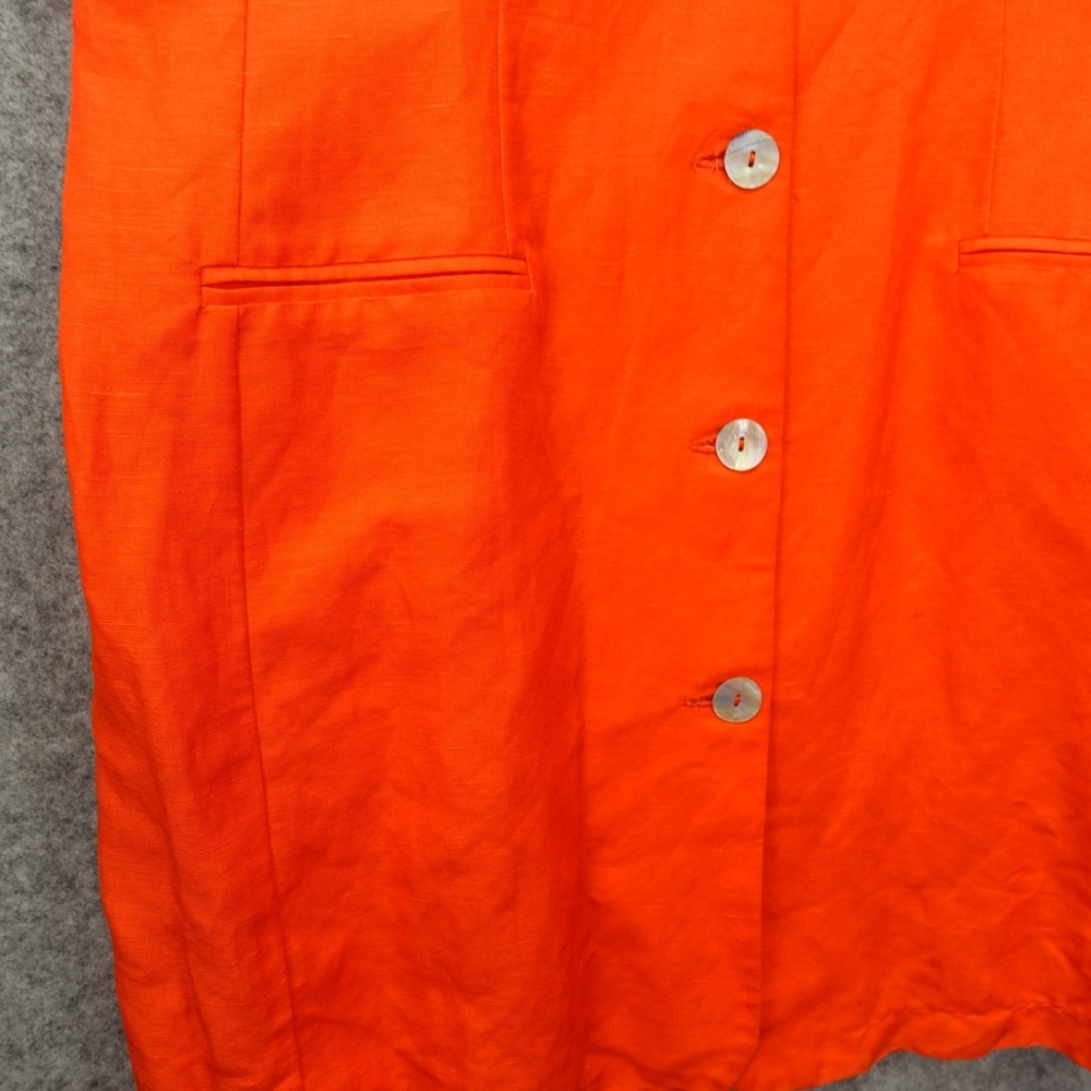 Vintage European Linen Shift Dress Womens XL 18 Burnt Orange Button Front LINANE - Picture 14 of 15